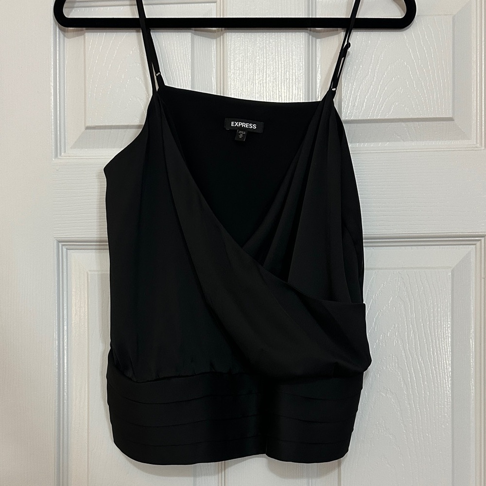 Express Elegant Black Wrap Camisole